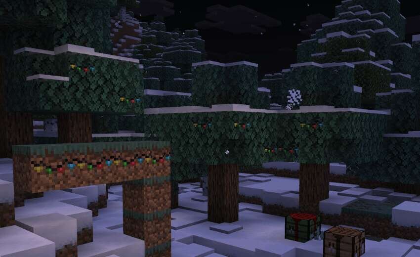 Гирлянды на деревьях