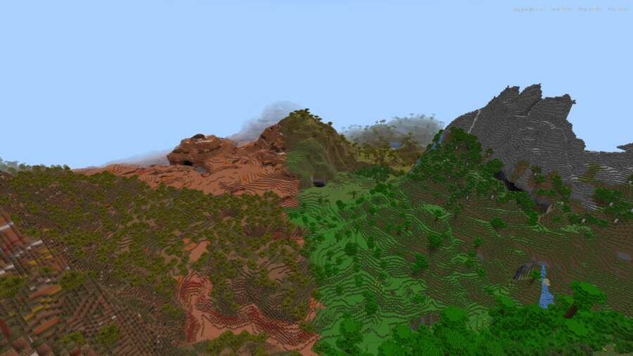 Стык двух зеленого и оранжевого биома