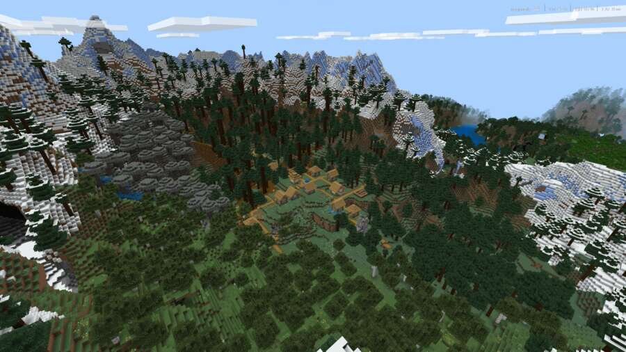 Вид на деревушку и горы сверху