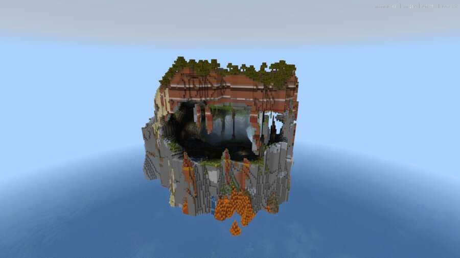 Гора с пещерой посреди океана