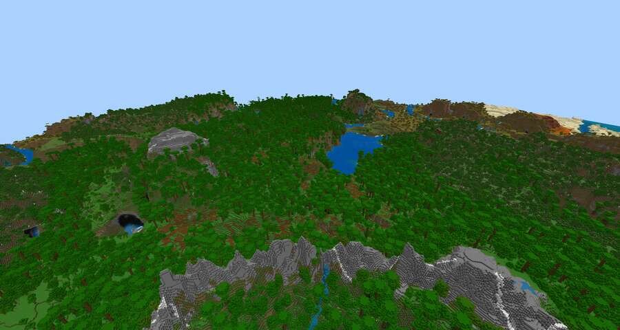 Вид на окруженные горами джунгли