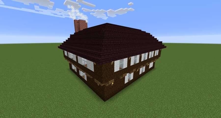 Деревянный дом вид сзади