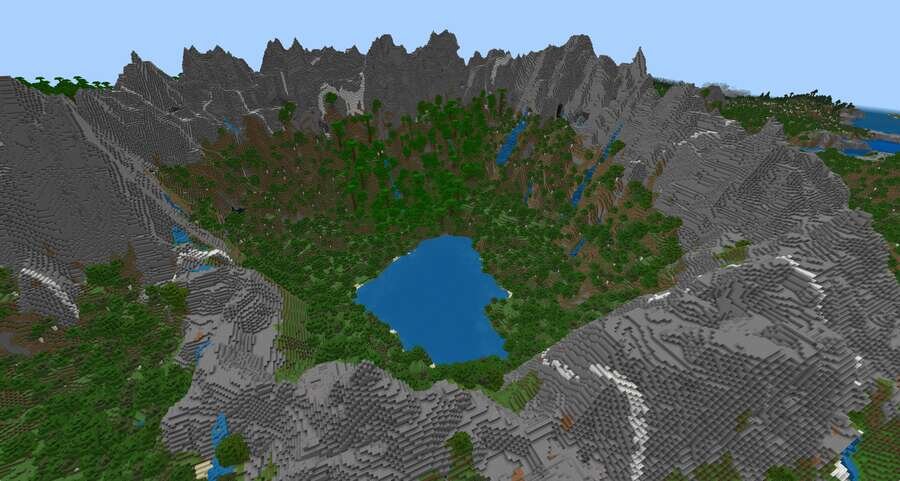 Вид на горное озеро вид сверху