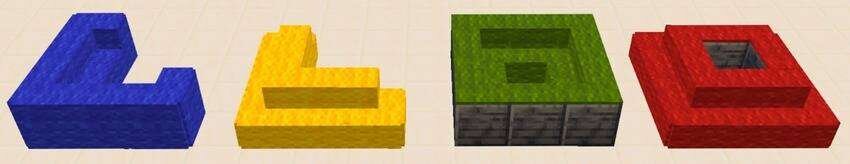 Разные формы блоков, покрытые Ковром