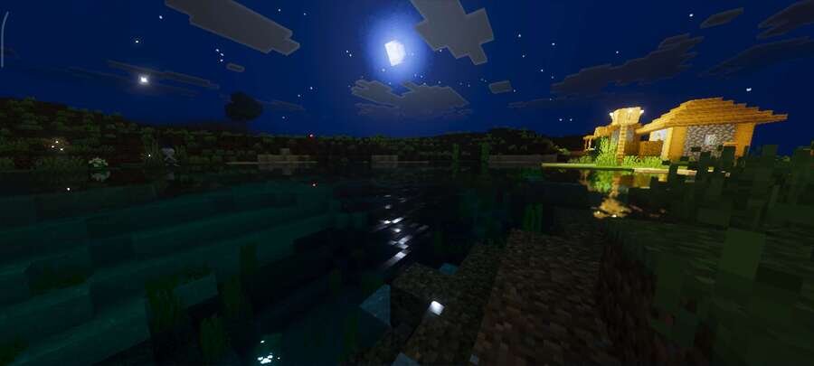 Яркое освещение Деревни в ночи