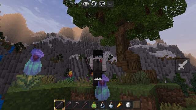 Игрок рядом с большим деревом