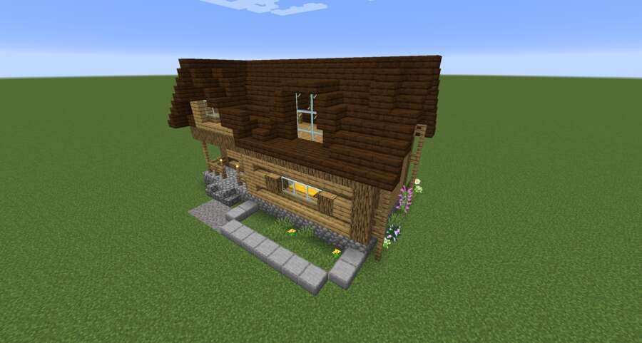 Улучшенный деревенский дом вид сзади