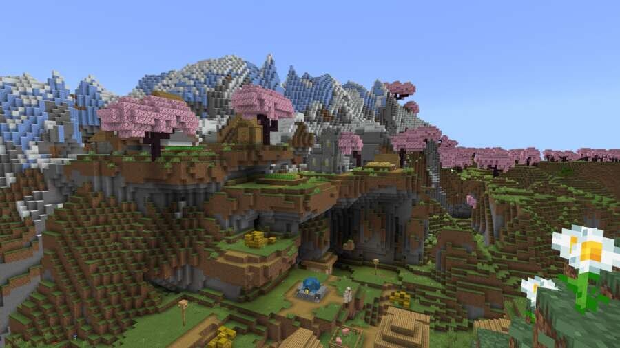 Вид на деревушку на небольшой скале