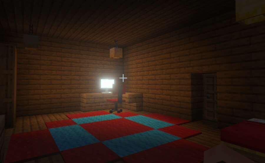 Яркий экран в комнате