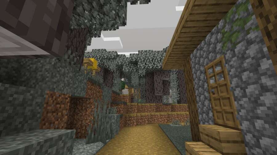 Деревня на фоне бледного сада в игре