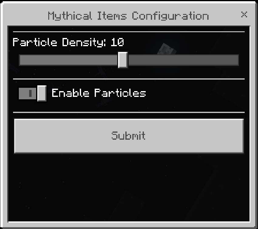 Настройки мифических вещей