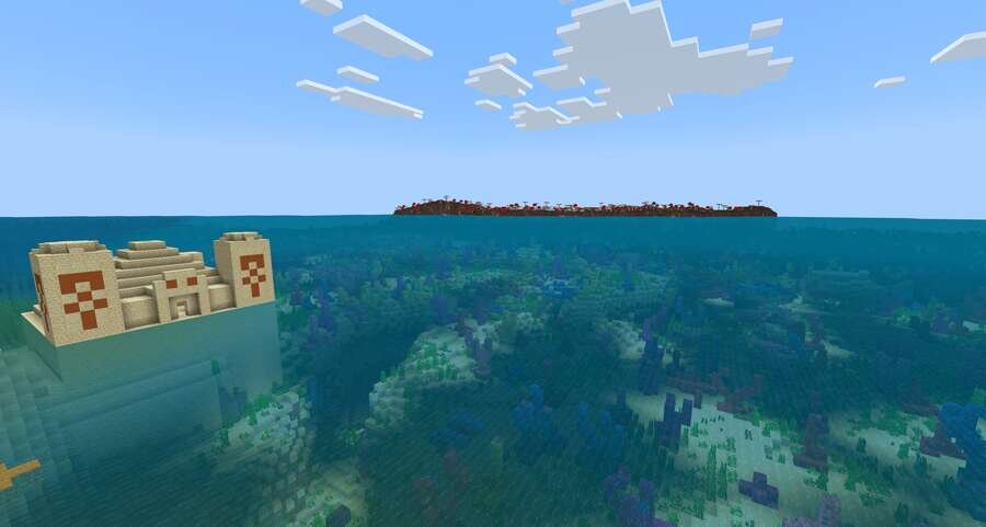 Пустынный храм и Грибной остров посреди моря