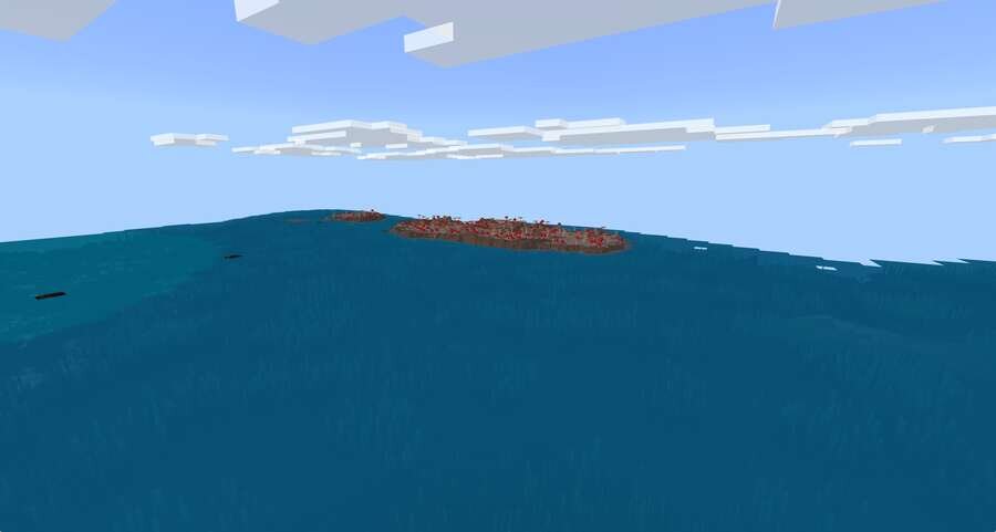 Вид на грибной остров на фоне воды