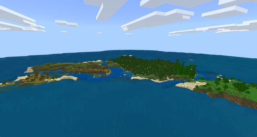 Вид на огромный остров сверху