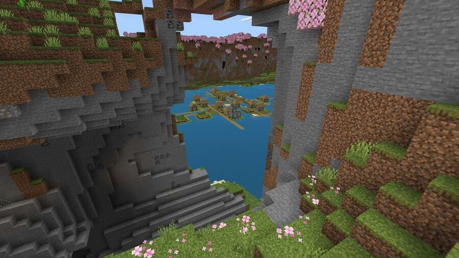 Интересный вид с горы на деревушку