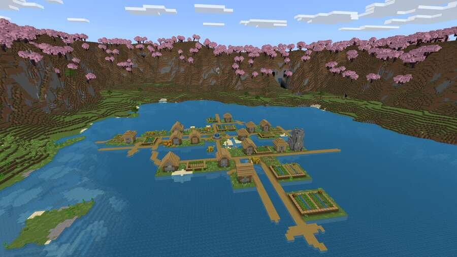 Вид на красивую деревушку прямо на озере