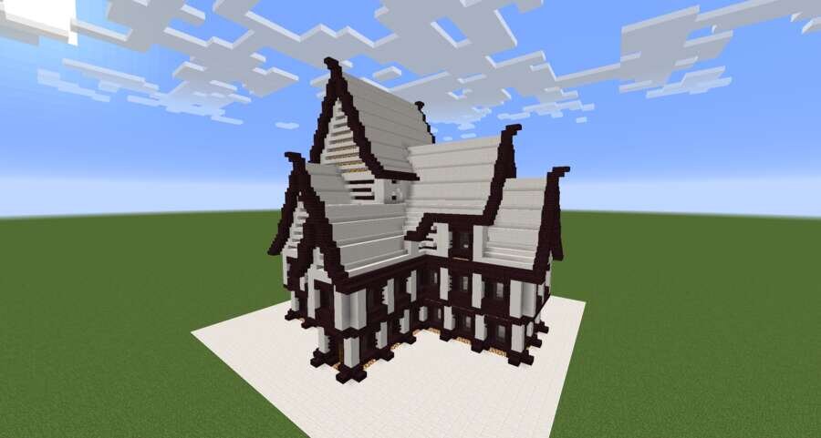 Особняк в белых тонах вид сзади