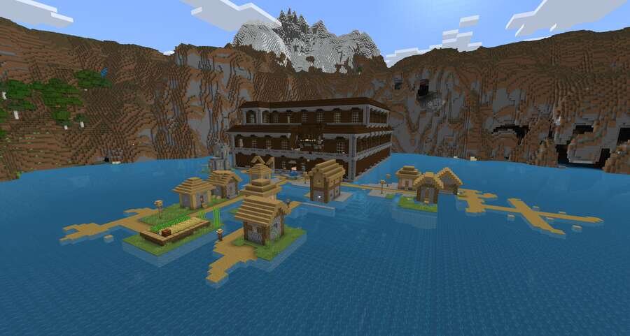 Вид на особняк и речку с деревней