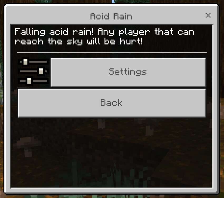 Меню настройки событий