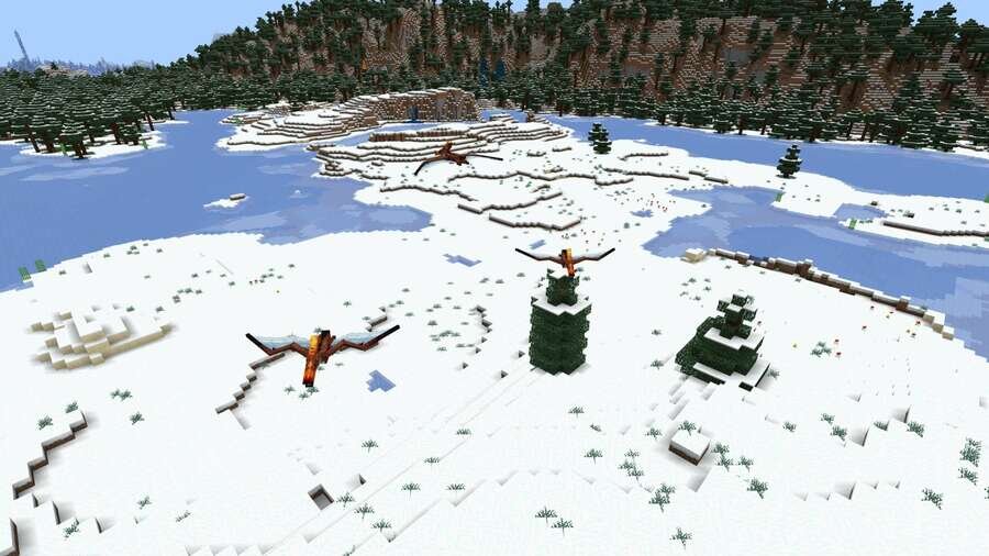 Зимний биом с динозаврами