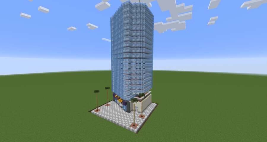 Синий небоскреб вид спереди