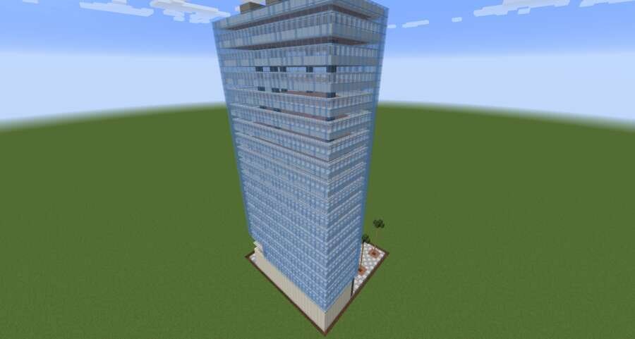 Синий небоскреб вид сзади