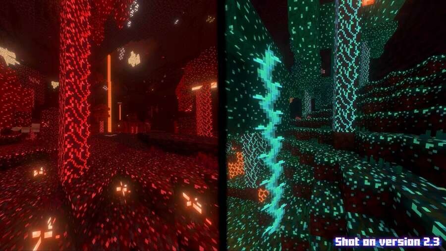 Светящийся багровый и искаженный биом