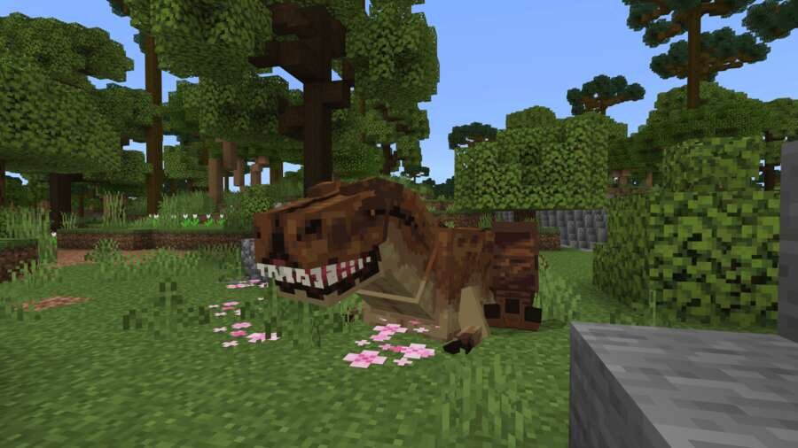 Большой динозавр в лесу