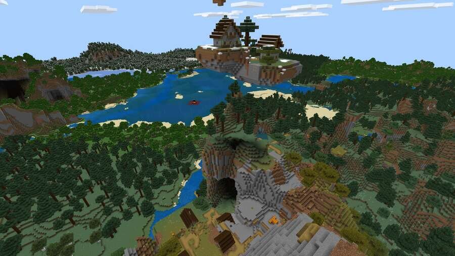 Парящий остров прямо над основной деревушкой