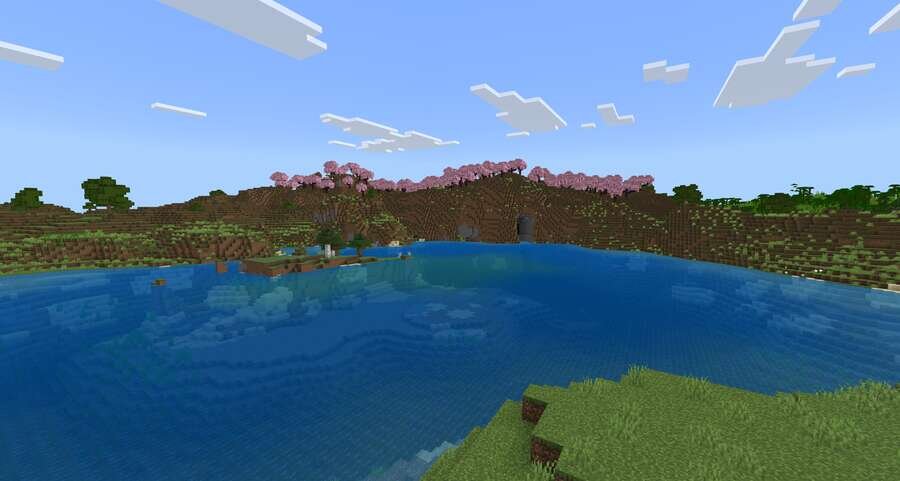 Бухта рядом с биомом сакуры посреди игрового мира