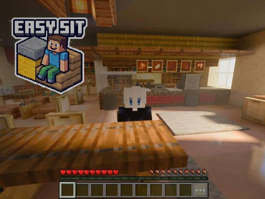 Игрок сидит на блоке