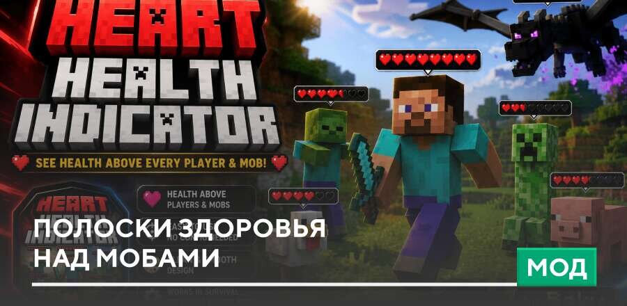 Мод: Полоски здоровья над мобами